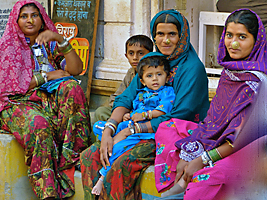 Rajasthani ladies with children