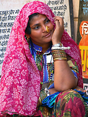 Rajasthani lady thinking