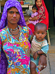 Young Rajasthani woman with child